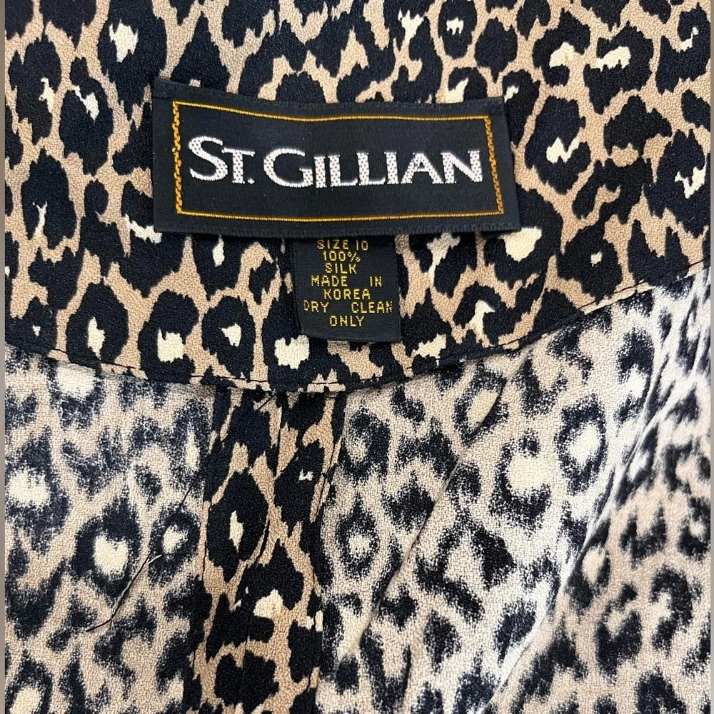 St Gillian all over leopard animal print  2 pc pencil skirt peplum jacket VTG
